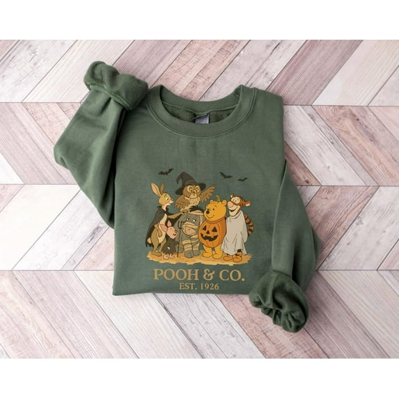Bear Pooh and Coo EST 1962 Disney Sweatshirt, Spooky Season Shirt, Woman Pirate Halloween Sweater,Military Green Color,Size L
