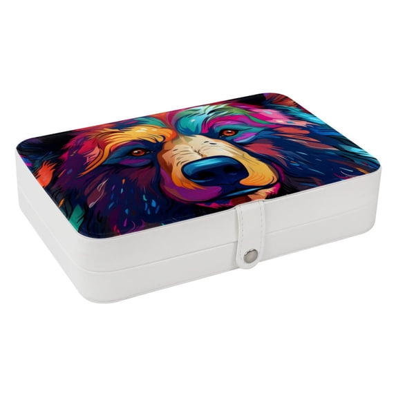 Bear Portable PU Leather Jewelry Box with Removable Compartment, Necklace Holder, Storage Box, and Jewelry Organizer