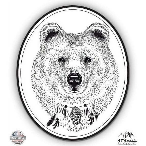 Bear Portrait Style - 12" Vinyl Sticker Waterproof Decal