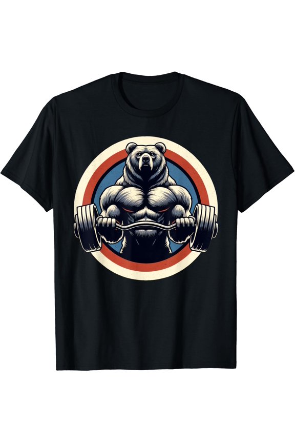 Bear Powerlifting Weightlifting Gym Workout T-Shirt Size S-5XL