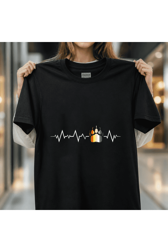 Bear Pride Heartbeat Paw Subtle Bear Flag Subculture Unisex T-Shirt, S-5XL