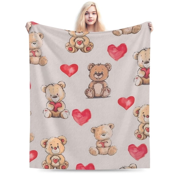 Bear Print Blanket Cute Baby Bear Fleece Throw Blanket 50x40
