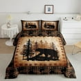 thumbnail image 1 of Bear Print Comforter Set Twin Size,Animal Hunt Pine Trees Retro Bedding Set for Women Adult,Rustic Grid Plaid Cabin Decor Luxury Bed Duvet Insert, 1 of 6