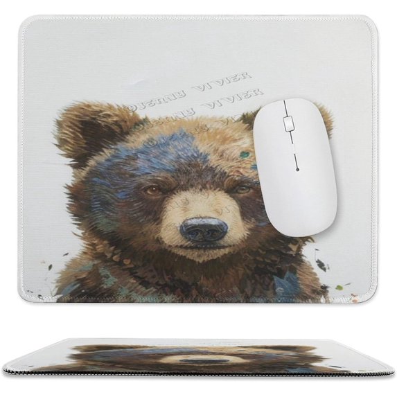 Bear Print Mouse Pad,Office Desk Accessories,Desk Decor, Rectangle Non-Slip Rubber, Stitched Edge,Funny Office Presents 10"x12"