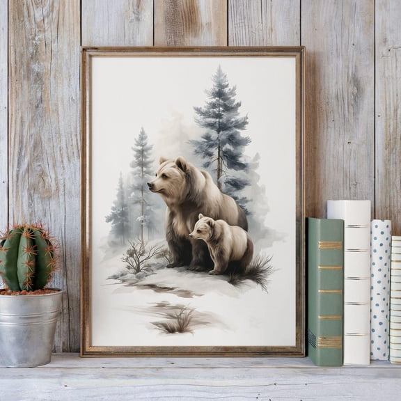 Bear Print Poster Vintage Forest Animal Poster, Rustic Nursery Art, Size 8x12 UNFFRAMED F03.1.6l1709