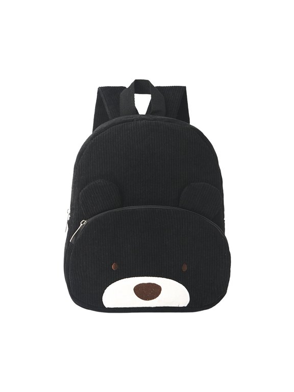 Bear Print School Backpack Roomy Interior Water-Resistant Fabric & Adjustable Straps For Books And Essentials