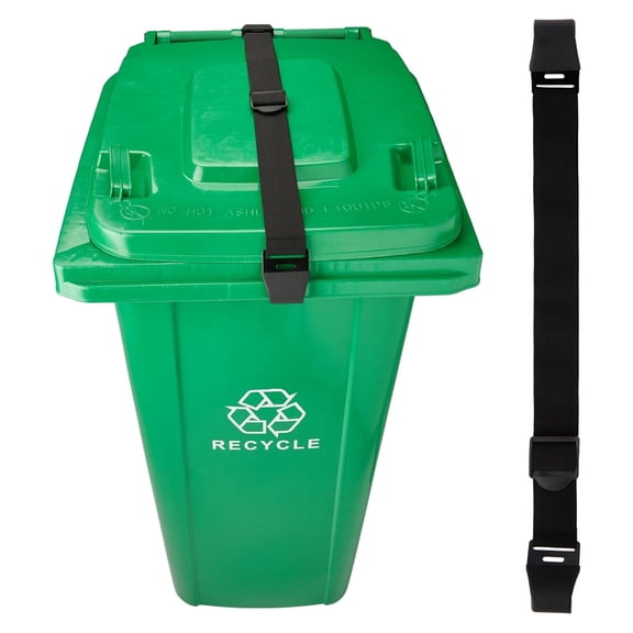 Bear Proof Trash Can Lock with Double Metal Claw - Heavy Duty Garbage Can Locks for Animals - Adjustable Strap Lid Lock for 32-96 Gallon Outdoor Cans - Secure Against Raccoons & Squirrels