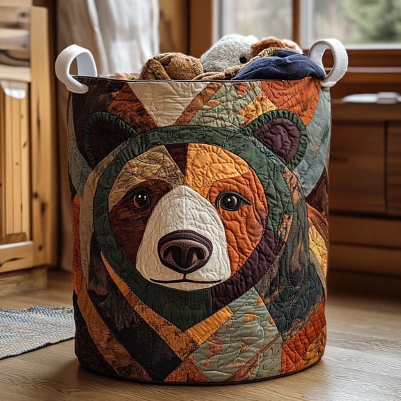 Bear Quilted Laundry Basket