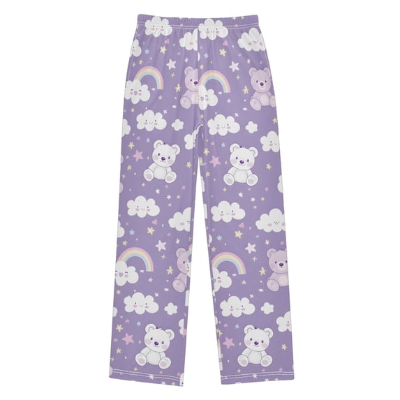 Bear Rainbow Clouds Pattern Pajama Pants Soft Lightweight Lounge Pants Bottoms Sleep Pants Warm Comfy
