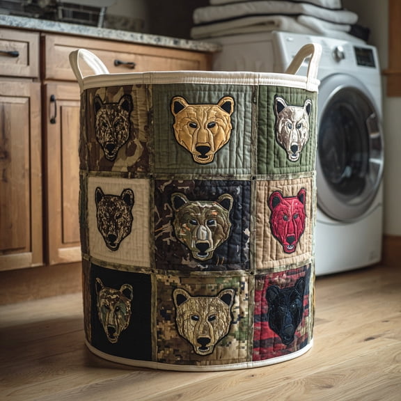 Bear Range Quilted Laundry Basket, Clothes Hamper Storage Bag, Housewarming Gift Ideas, Mother's Day Gifts, Birthday Gift
