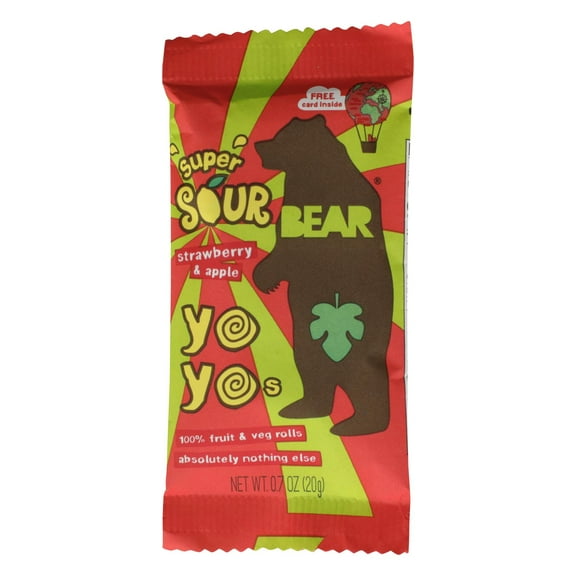 Bear - Real Fruit Yoyo Straw Apple - Case of 6 - 3.5 OZ