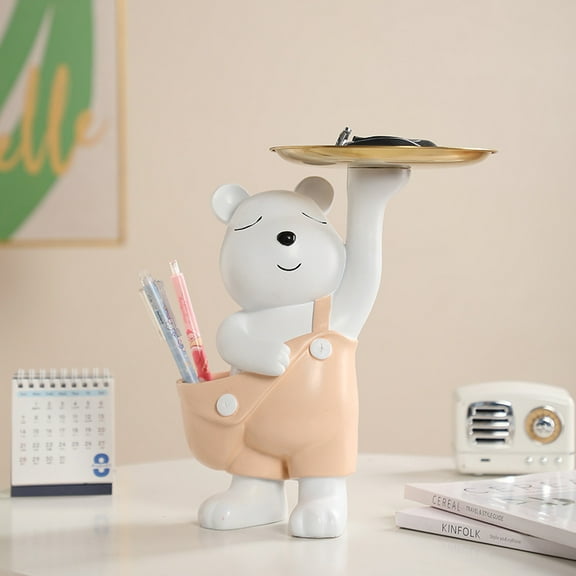 Bear Resin Home DecorFigurine Modern Home Office Desktop Decoration,Beige