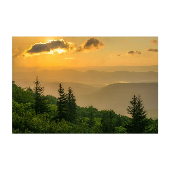 Bear Rocks Preserve No. 3 - West Virginia Photography Sunset Mountain Nature Landscape Forest Scenic Summer Unframed Wall Art Print 32 x 48 inches
