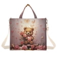 thumbnail image 1 of Bear Roses Flowers Butterflies Corduroy Tote Bag Handbag Large Messenger Bag Shoulder Crossbody Zipper Bag Purse, 1 of 8