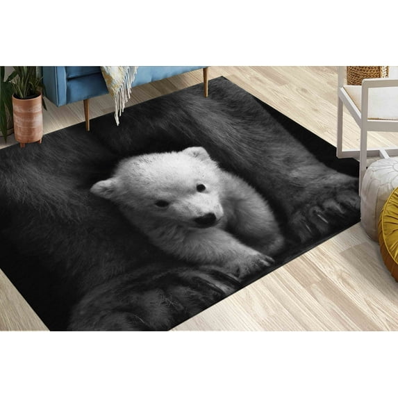 Bear Rugs, Animal Wild Rug, Baby Polar Bear Rugs, Modern Rugs, Cute Rug, Stair Rugs, Animal Rugs, Wedding Rugs, Machine Washable Rug, 3.3'x9.2' - 100x280 cm