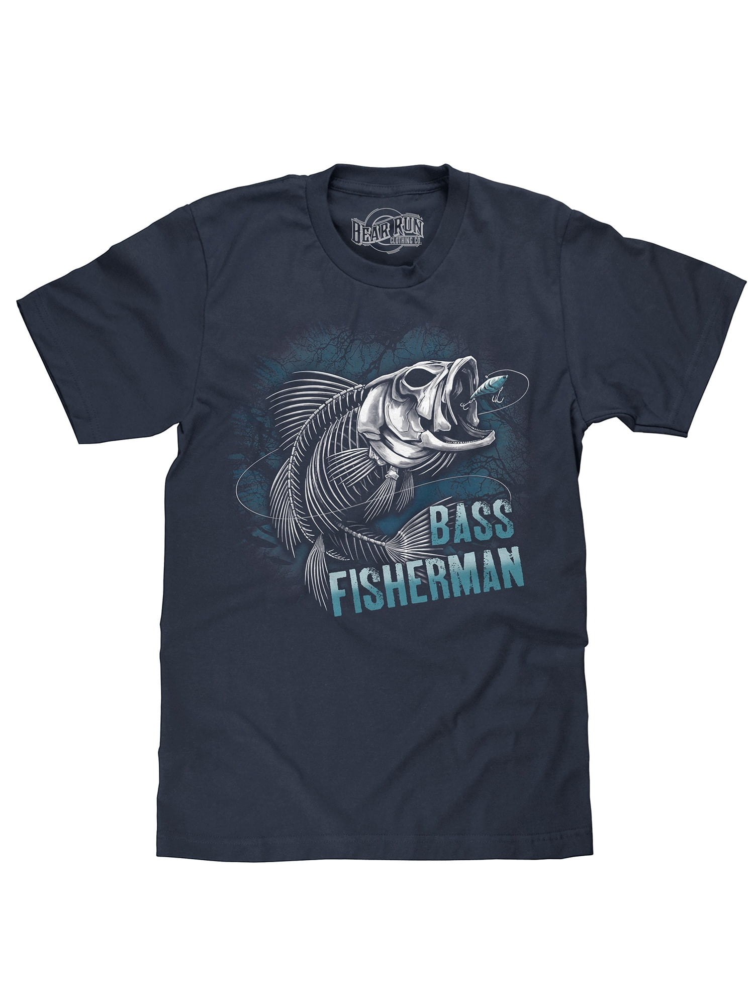 Bear Run Clothing Co. Men's Bass Fisherman Skeleton Graphic T-Shirt