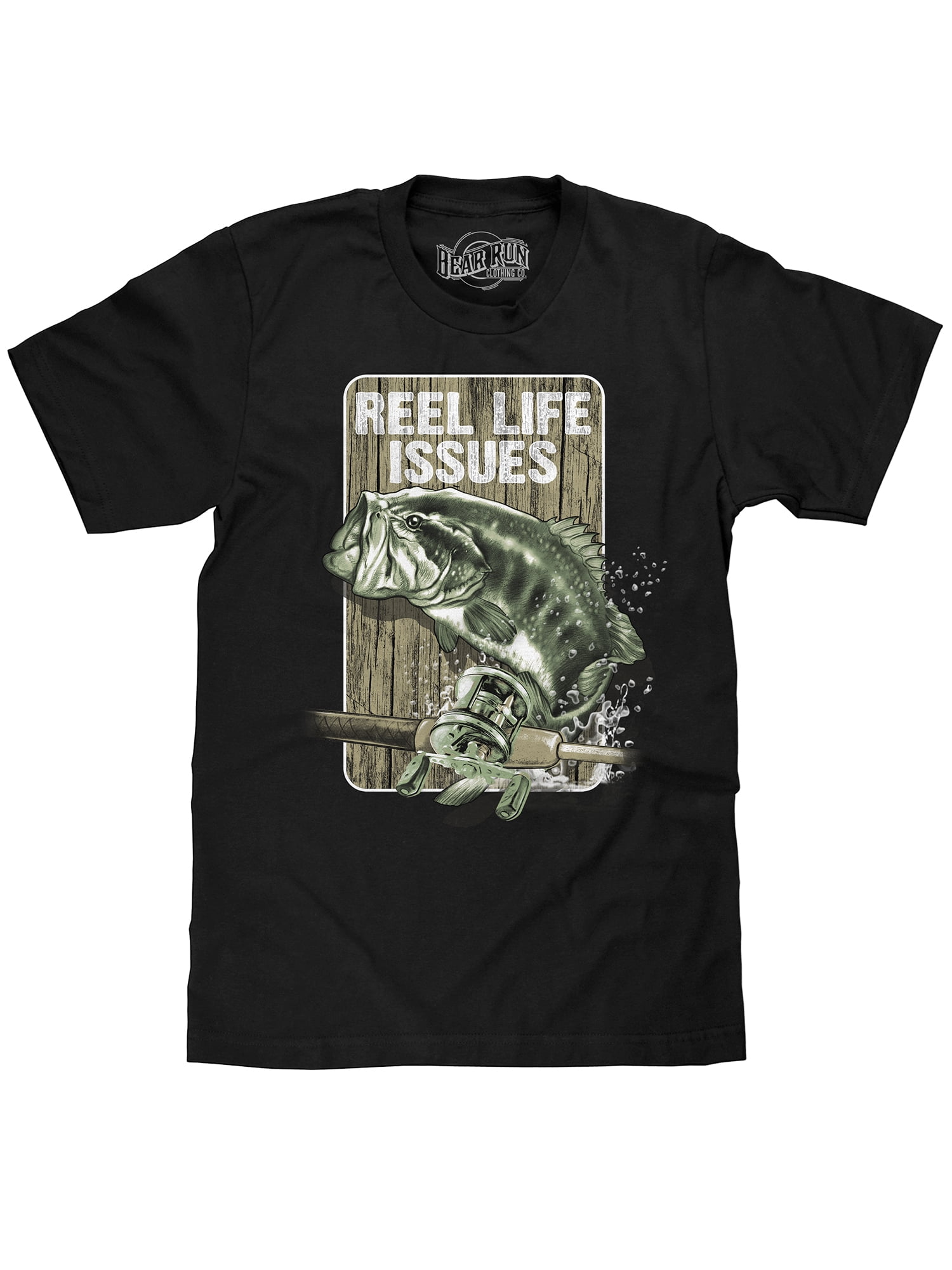Bear Run Clothing Co. Men's Reel Life Issues Bass Fishing T-Shirt, Size: Medium, Black