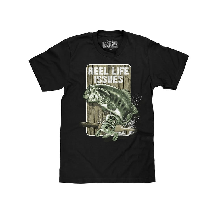 Bear Run Clothing Co. Men's Reel Life Issues Bass Fishing T-Shirt, Size: Medium, Black