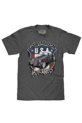 BEAR RUN Men's USA Custom Hot Rods Car Faded Graphic T-Shirt (3XL)
