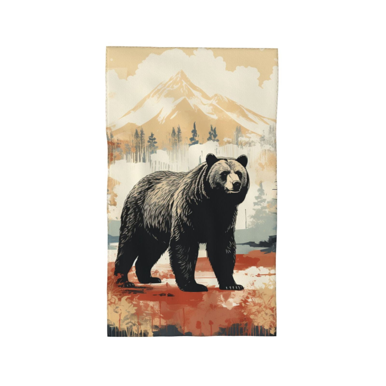 Bear Rustic Lodge Southwestern 27.5" x 16" Ultra Soft Hand Towel, Face Wash Cloth for Bathroom, Gym, Travel, Pool
