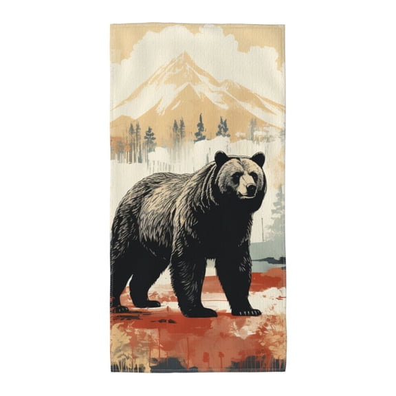Bear Rustic Lodge Southwestern Soft Bath Towel 12x24 for Beach, Pool, Travel, Gym Quick-Dry Sport Hand Face Wash Cloth