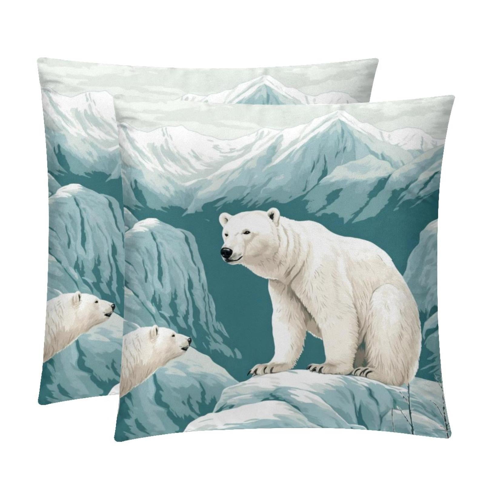 Bear Set of 2 Velvet Throw Pillow Covers Inserts with 16x16, 18x18