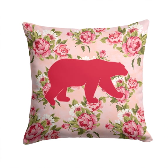 Bear Shabby Chic Pink Roses Fabric Decorative Pillow