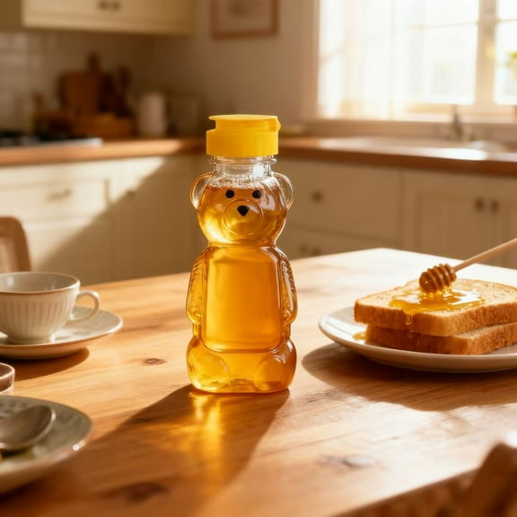 Bear Shape Bottle, Reusable Honey Jar Beverage Container Flip Top Lid for Juice Milk Storage Kitchen Picnic Use