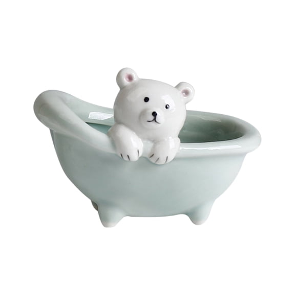 Bear Shape Ceramic Planter Handmade Cactus for Home Desk Decor, Indoor Garden Accessories