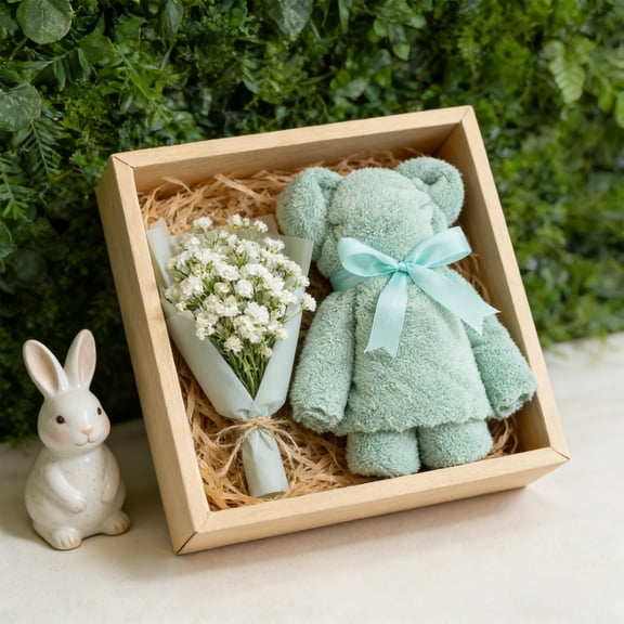 Bear Shape Towel, Hand Towel, Absorbent, Kitchen Household Towel Bathroom Towel Gifts, Green