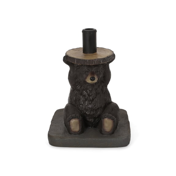 Bear Shaped 56-lb Dark Brown Concrete Umbrella Base, Decorative