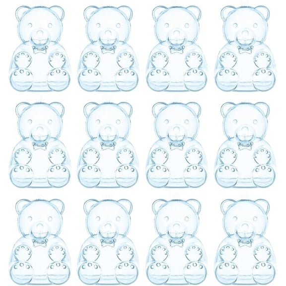 Bear Shaped Candy Boxes, 12Pcs Cute Small Candy Boxes Clear Plastic Bear Container for Shower Birthday Party Favors