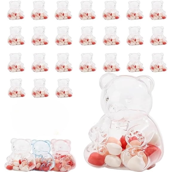 Bear Shaped Candy Containers for Party Favors, Clear Plastic Treat Jars, 12 Pack
