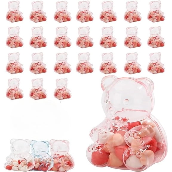 Bear Shaped Candy Containers for Party Favors, Clear Plastic Treat Jars, 12 Pack