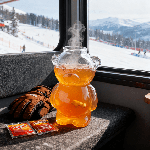 Bear-Shaped Glass Tumbler 11oz, Double-Wall Cute Cup with Straw for Hot and Cold Beverages, Go-To Holiday Season Gift UKHBMC | Transparent