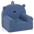 thumbnail image 1 of Bear-Shaped Kids Sofa, Teddy Fleece Foam Chair for Toddlers 3+ Years, Portable Bear Couch with Carry Handle, Removable Machine-Washable Cover (Navy), 1 of 10