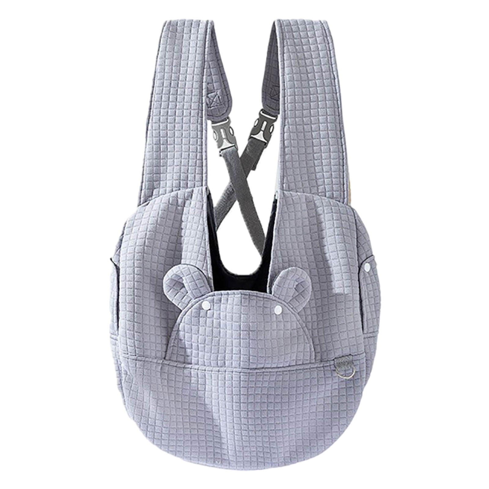 Bear-Shaped Pet Chest Carrier, Dog Sling Backpack, Breathable Canvas, Adjustable Straps, Escape-Proof, Small Dog/Cat Travel Bag For Outdoor Walking (15x5.5x16 Inch,Grey)