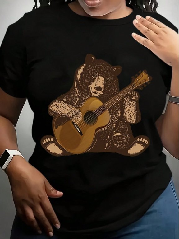 Bear Shirt Gift, Bear Playing Guitar Shirt, Men's Bear Shirt, Men's Graphic Tee, Bear Guitar Tee, Acoustic Guitar Gift, Gift For Guitarist