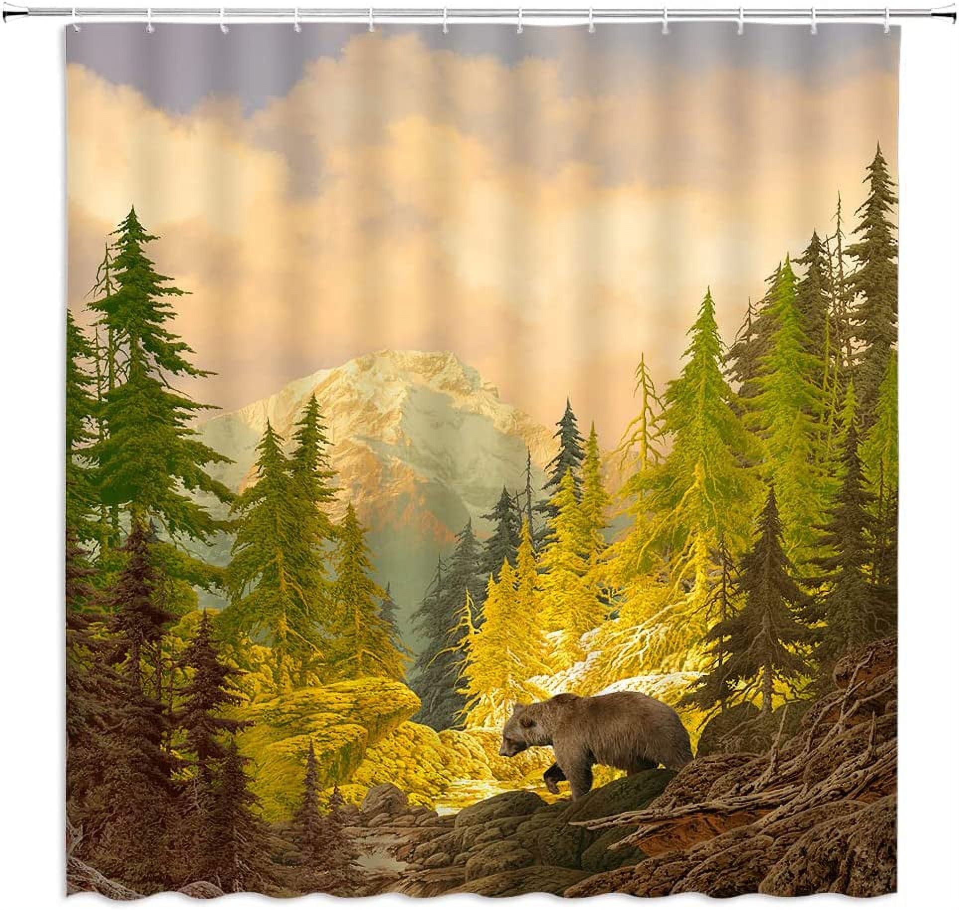 Mountain Bear Silhouettes Shower Curtain NCU0DQQ0418
