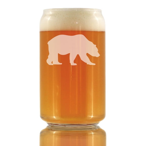 Bevvee Beer Can Pint Glass 16 oz Bear Silhouette Gifts for Beer Enthusiasts and Cool Dads Beer Glasses