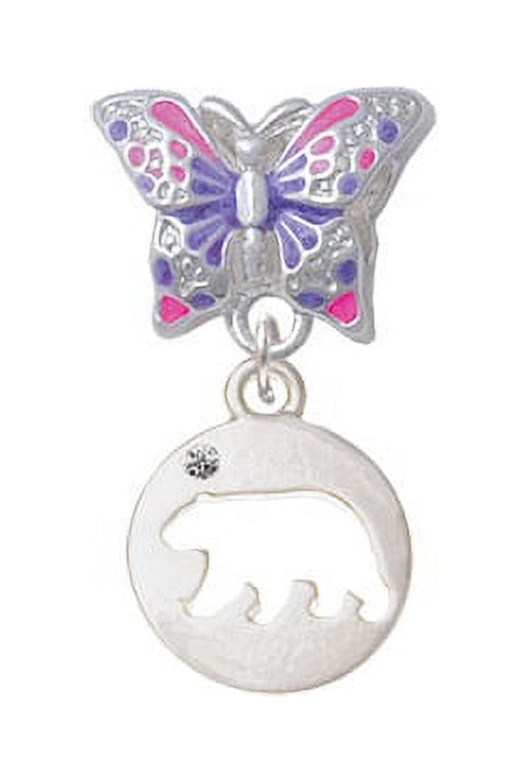 Bear Silhouette - Butterfly Charm Bead