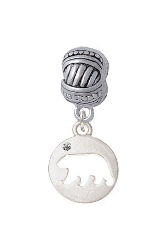 Bear Silhouette - Large Rope with Cross Beads Charm Bead