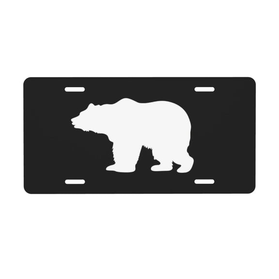 Bear Silhouette License Plate with 4 Holes,Novelty Aluminum Metal Car Plate Vanity Tag Decorative Car Front Accessories for Women Men,6"x12"