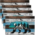 thumbnail image 1 of Bear Silhouette Placemats Set of 4,Retro Brown Blue Wooden Stripes Washable Place Mats 12x18 Inch for Dining Table Decorations,Black Eagle Wildlife Table Mats for Kitchen Decor Dinner Indoor, 1 of 4
