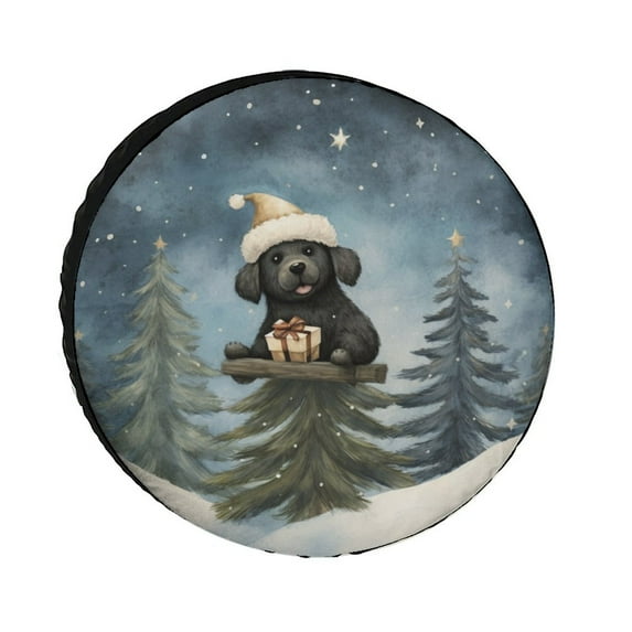 Bear Sitting On A Sleigh Camper Spare Tire Cover Hello Winter Holiday Polyester Universal Spare Wheel Tire Cover Wheel Covers Universal Fit for Trailer SUV Truck Camper Travel Trailer 13inch