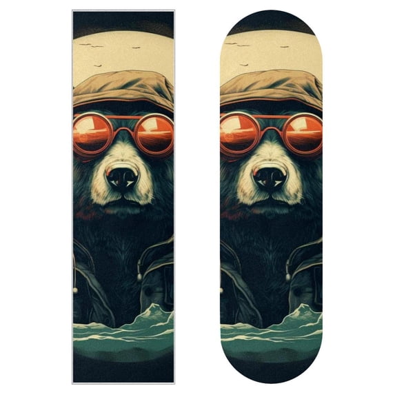 Bear Skateboard Stickers Pack of Two - Emery Surface, PVC Back Material, 8.8x32.6in/22.4x83cm Size - Skateboard Accessories