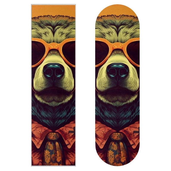 Bear Skateboard Stickers Set of 2 - Emery Surface & PVC Back Material for 8.8x32.6in/22.4x83 cm Skateboards