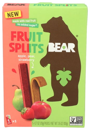 Bear Snacks Fruit Splits Apple Strawberry 3.5 oz Pack of 8