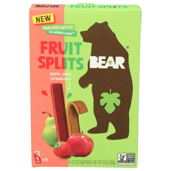 Bear Snacks Fruit Splits Apple Strawberry 3.5 oz Pack of 8