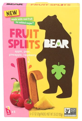Bear Snacks Fruit Splits Raspberry Pineapple 3.5 oz Pack of 8